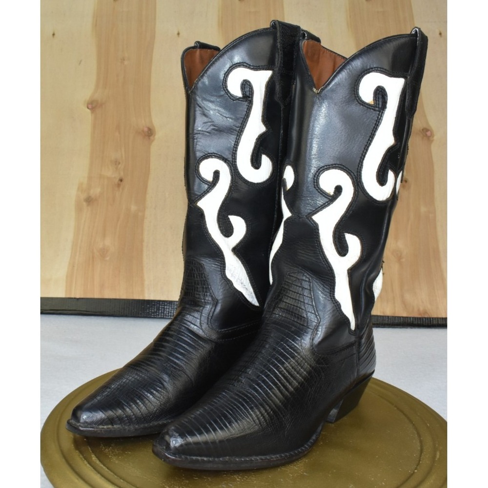Nine West Romnee Women Boots Size 7.5 Leather Cowgirl Black Western